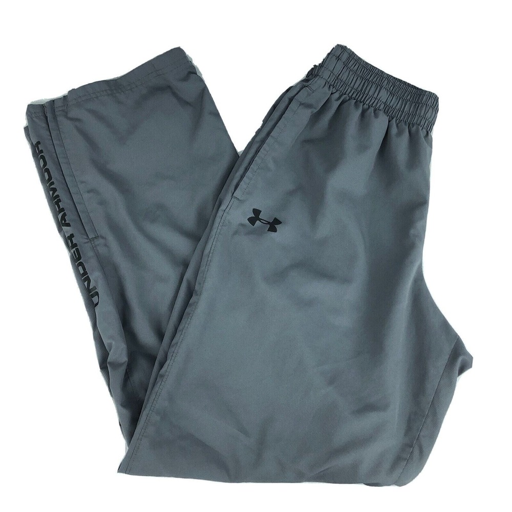Under Armour Men's Gray Warm Up Athletic Pants Zip Ankle Leg Loose Fit Medium